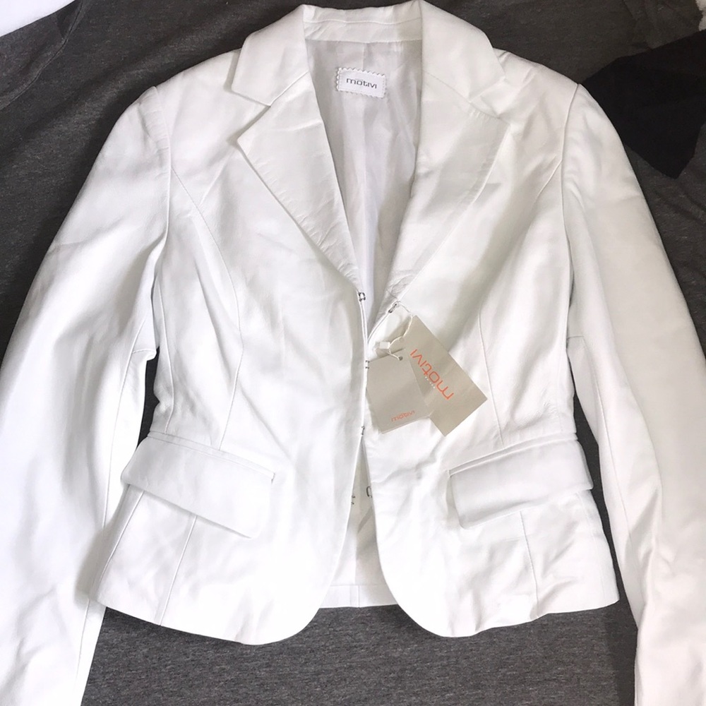 Real white Italian leather motive jacket